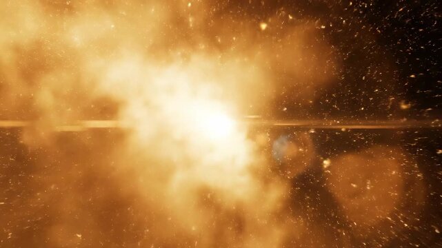 Volumetric light beam penetrating a dark void creating intense cinematic golden hour radiant energy effects with dramatic lens flare magical energy, atmosphere, vibrant contrast