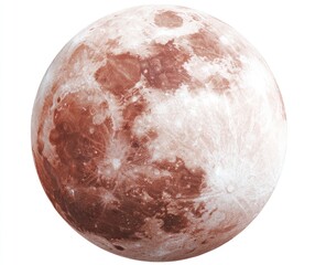 Full planet with mottled surface, reddish-brown and pale white. Isolated