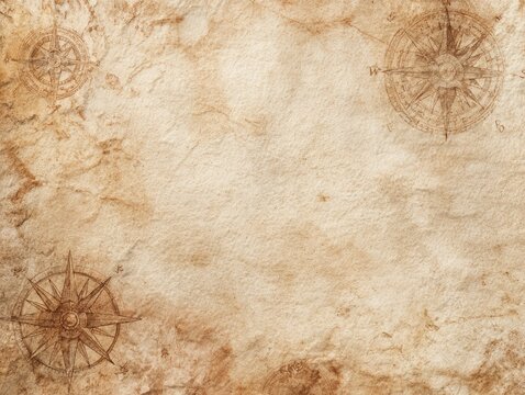 Aged parchment with faded compass rose images, textured and warm-toned