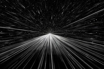 Obraz premium Zooming lines in black and white, converging toward a vanishing point