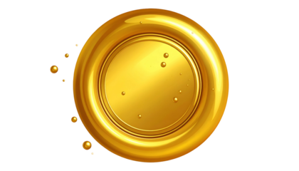 A glossy, golden ring with scattered orbs, set against a transparent black background