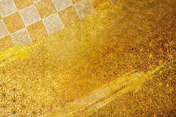金の和紙と麻の葉模様