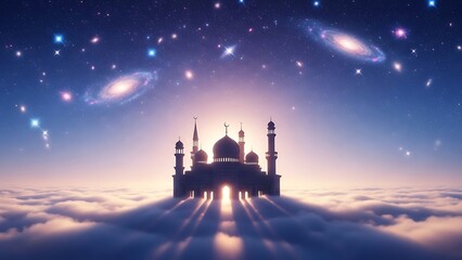 Obraz premium Mosque silhouette amongst cosmic wonders