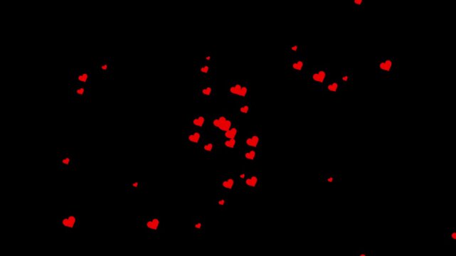 Romantic hearts overlay loop background,​valentine's day love hearts particles animation 4k background.