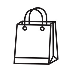 Simple line drawing of a paper shopping bag with two handles