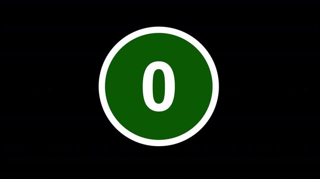  simple countdown timer 10 to 0 seconds with transparent background in 4k.