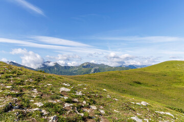 Fototapeta premium Panoramic View of High Mountain Ridge and Valley