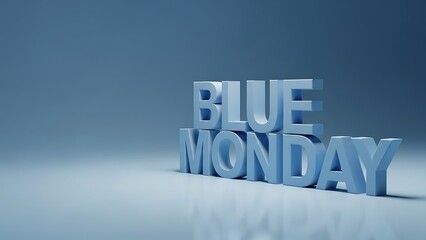 Fototapeta premium Blue Monday concept with 3D text on reflective surface