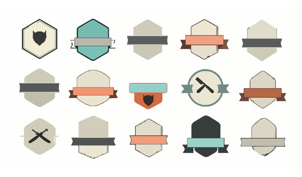 Retro barbershop logo and label vector collection with editable text layers and classic grooming icons - Powered by Adobe