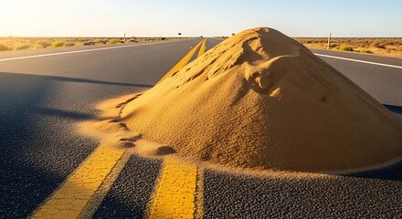 Fototapeta na wymiar Sand on road.