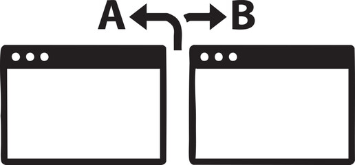 A/B Testing Browser Windows with Split Arrow Comparison Silhouettes isolated on white background © Abdul Hamid