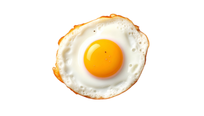 Overhead shot of a sunny-side-up egg with a bright yellow yolk and white