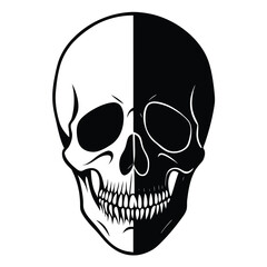 Fototapeta premium half skull vector on white background
