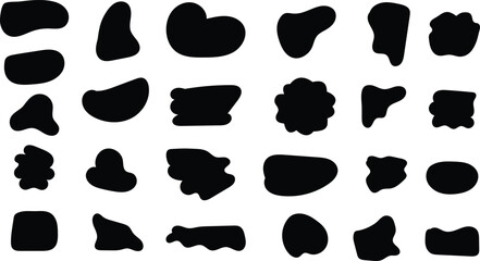 Organic shape round form set. Liquid organic blob curve background abstract shape frame. Doodle abstract liquid blob, wavy different form. Soft round oval pattern background.