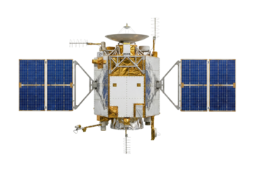 Space exploration satellite probe. Scientific solar panel equipment.