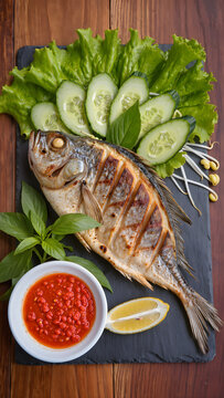 Premium Restaurant Presentation of Lalapan Ikan Nila Bakar