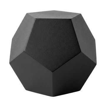 Black matte dodecahedron. Geometric 3D platonic solid.