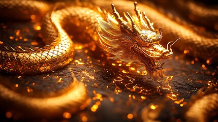 Golden dragon scales fire.
