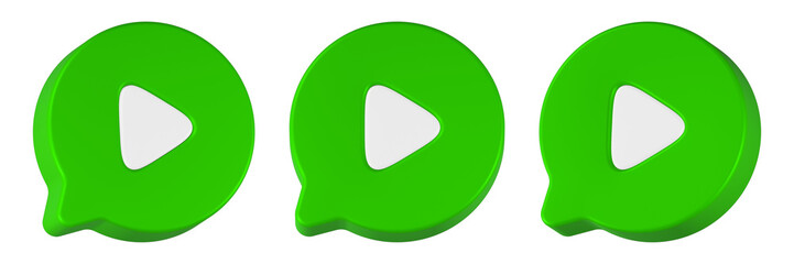 play chat icon 3d render green color