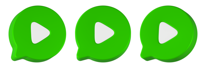 play chat icon 3d render green color