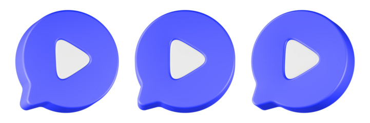 play chat icon 3d render blue color