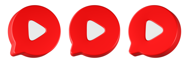 play chat icon 3d render red color