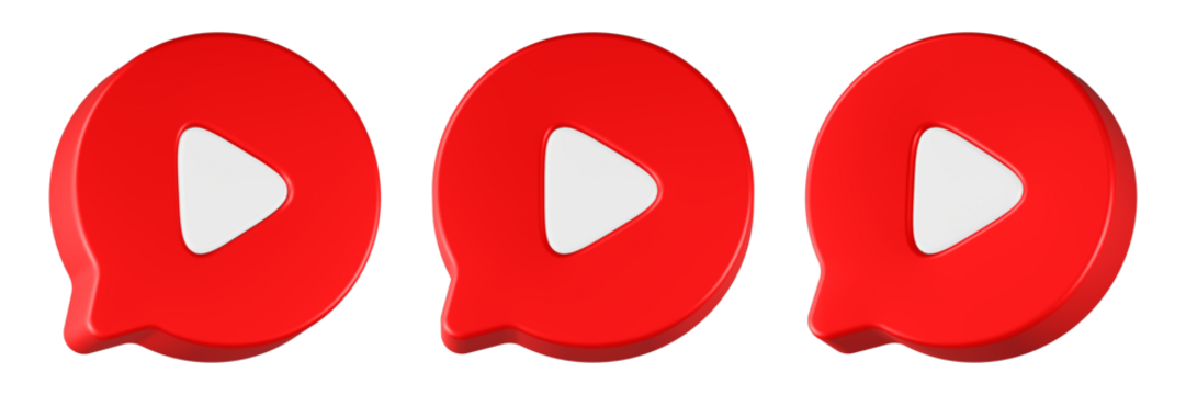 play chat icon 3d render red color - Powered by Adobe