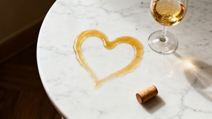  wine poured in the shape of a perfect heart