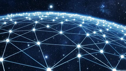 Global Digital Network Connectivity Overlaying Earth in Space - Powered by Adobe