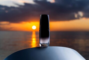 bottle of perfume on the beach