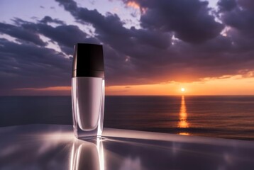 bottle of perfume on the beach
