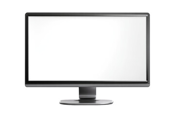 Flat-screen monitor with blank white display.  Dark gray bezel, silver base.  Modern design