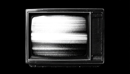 Old TV set showing static on a black background