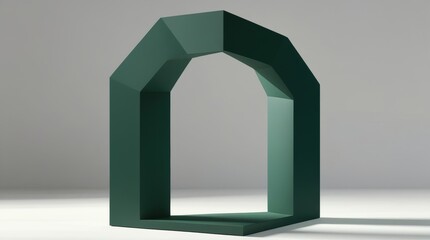 geometric arch in a deep forest green color.