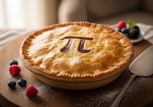 apple pie with deboss pi symbol on the top