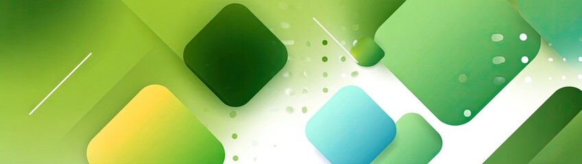 Abstract green background with rounded squares and lines
