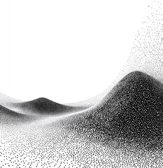 Stippled hills fade into white