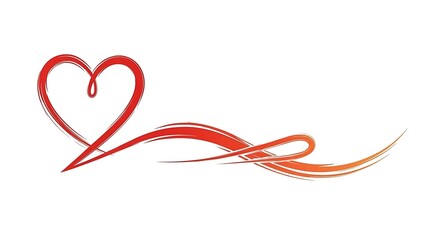 Red heart with swirling lines illustration
