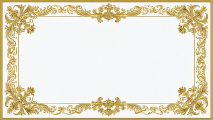 Ornate golden frame with elaborate floral corners on a white background