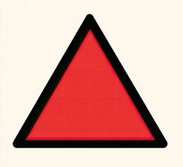 Bold red triangle with thick black border, centered on a creamy white background