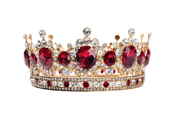 Ornate golden crown, studded with red and white gems