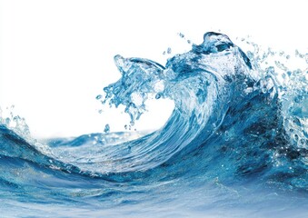 Curving wave crests, translucent liquid surging against a stark white backdrop