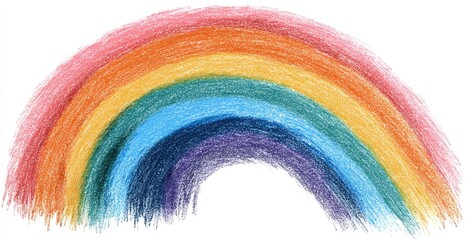 Rainbow illustration with pink, orange, yellow, green, blue, and purple arcs