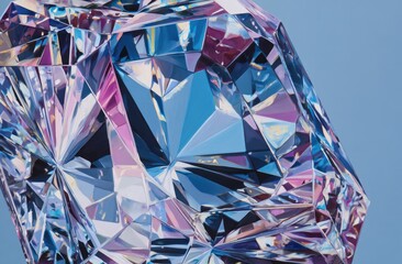 Geometric abstract close-up of a faceted crystal with bright highlights