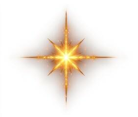 Glowing golden starburst with sharp edges and a bright center on white