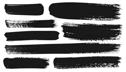 Several black brushstrokes with varied textures against a black background