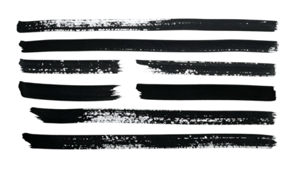 Black brushstroke streaks, thick and thin, with rough, textured edges on a black background