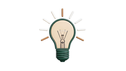 3D Light Bulb Idea Concept on White Background