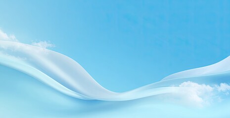 Azure sky backdrop with white, flowing, dreamlike forms