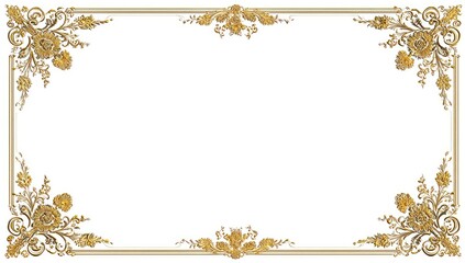 Ornate gold frame with floral details and blank center area for text or images